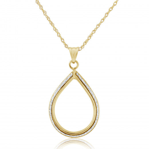 9ct Gold Tear Drop Glitter Necklace