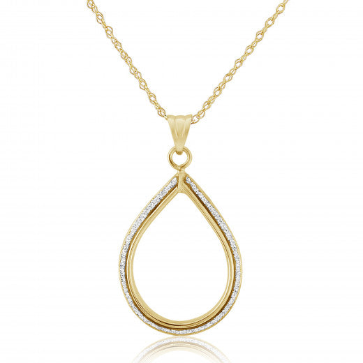 9ct Gold Tear Drop Glitter Necklace