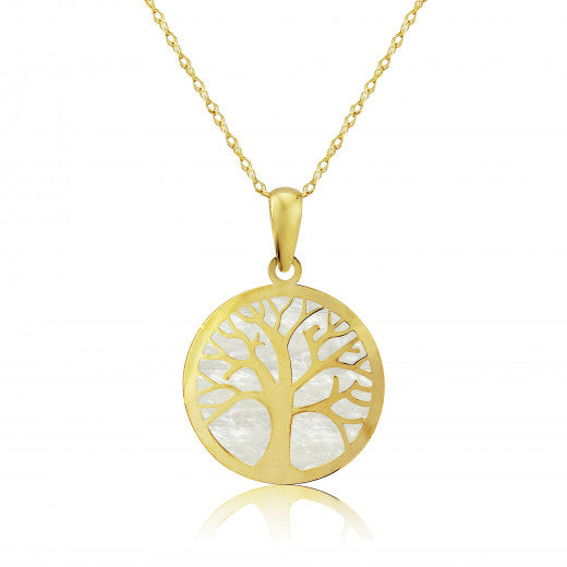 9ct Gold Mother of Pearl Tree of Life Necklace