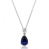 9ct White Gold Cubic Zirconia & Created Sapphire Pendant Necklace