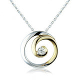 9ct Yellow and White Gold 0.02ct Swirl Pendant Necklace
