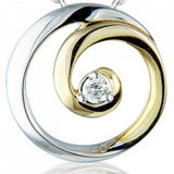 9ct Yellow and White Gold 0.02ct Diamond Swirl Pendant Necklace