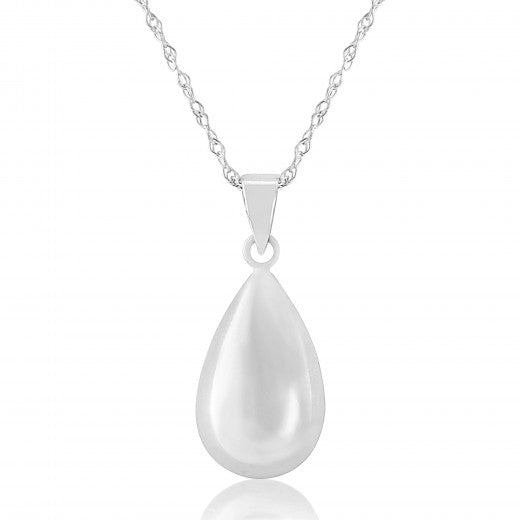 9ct White Gold Teardrop Pendant Necklace