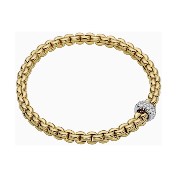 FOPE Flex'it Eka 18ct Yellow Gold Diamond Bracelet 701B PAVE