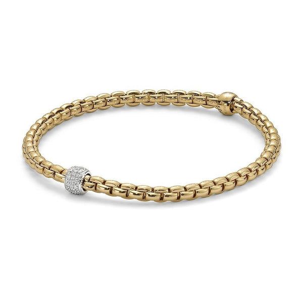 FOPE Flex'it Eka Tiny 18ct Yellow Gold Diamond Bracelet 733B PAVEM