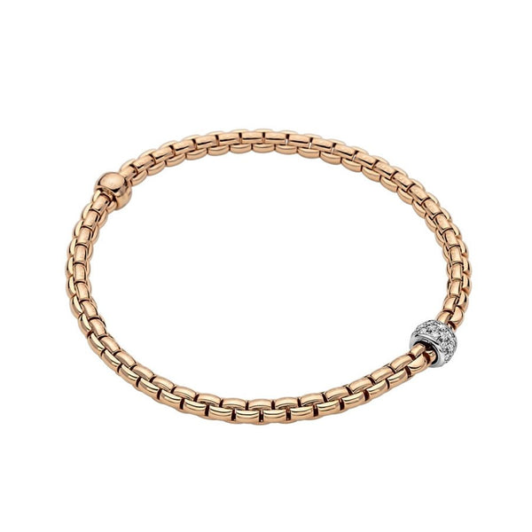 FOPE Flex'it Eka Tiny 18ct Rose Gold Diamond Bracelet 733B PAVEM