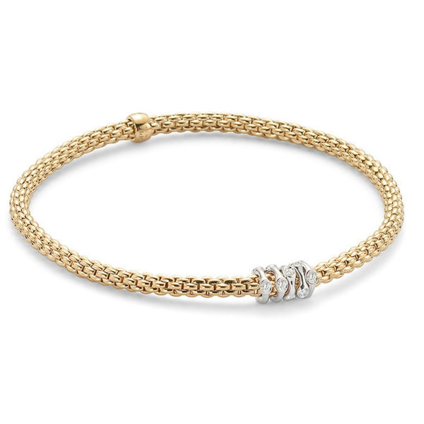 FOPE Flex'it Prima 18ct Yellow Gold Diamond Bracelet 748B BBRM