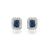 18ct White Gold Sapphire and 0.12ct Diamond Stud Earrings