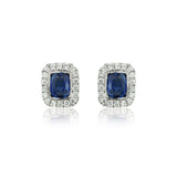 18ct White Gold Sapphire and 0.12ct Diamond Stud Earrings