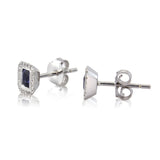 18ct White Gold Diamond & Sapphire Stud Earrings