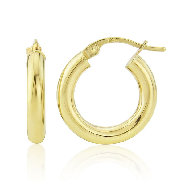 9ct Gold 17mm Extra Small Hoop Earrings