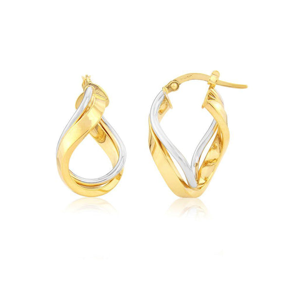 9ct Yellow and White Loop Earrings