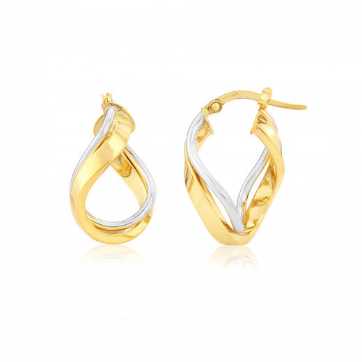 9ct Yellow and White Gold Loop Earrings