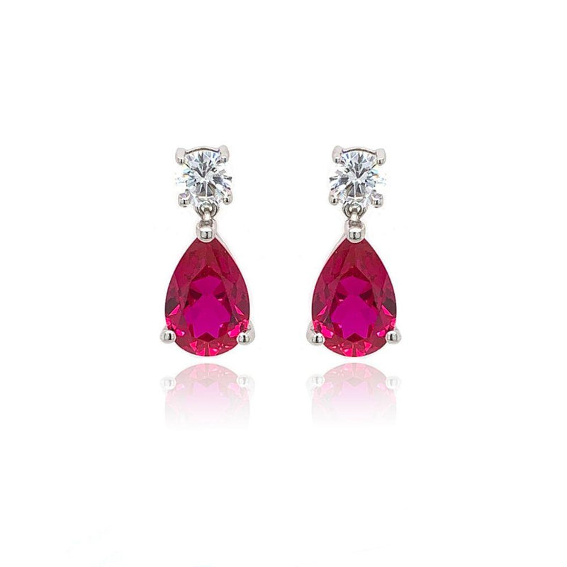 9ct White Gold Cubic Zirconia Ruby Earrings