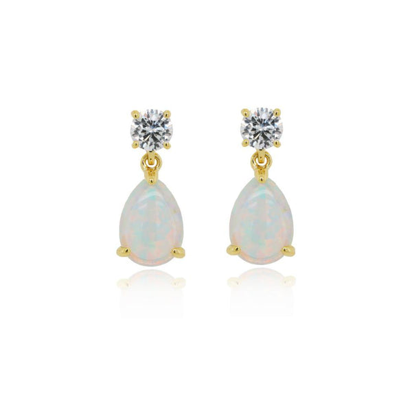 9ct Gold Cubic Zirconia Opal Earrings