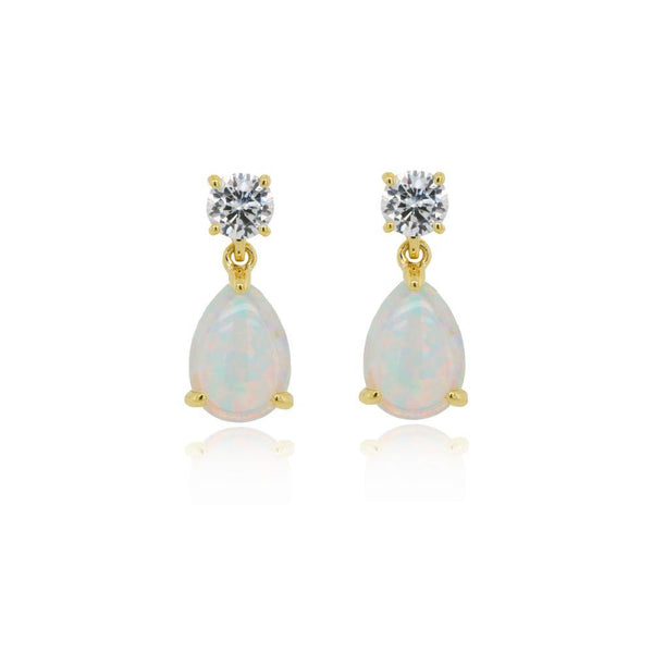 9ct Gold Cubic Zirconia Opal Earrings
