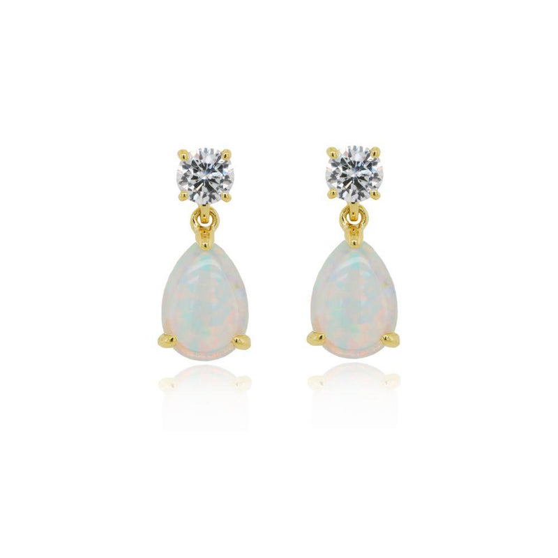 9ct Gold Cubic Zirconia Opal Earrings