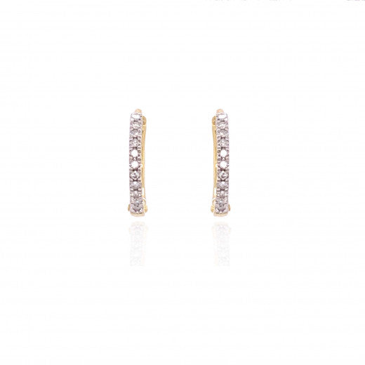 9ct Yellow / White 0.08ct Diamond 12mm x 2mm Hoop Earrings