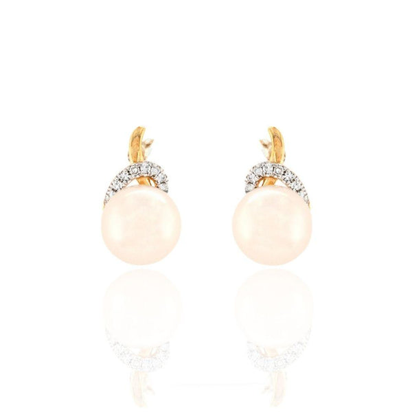 9ct Gold Diamond Swirl and Pearl Earrings
