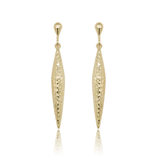 9ct Gold Textured Bomb Drop Earrings