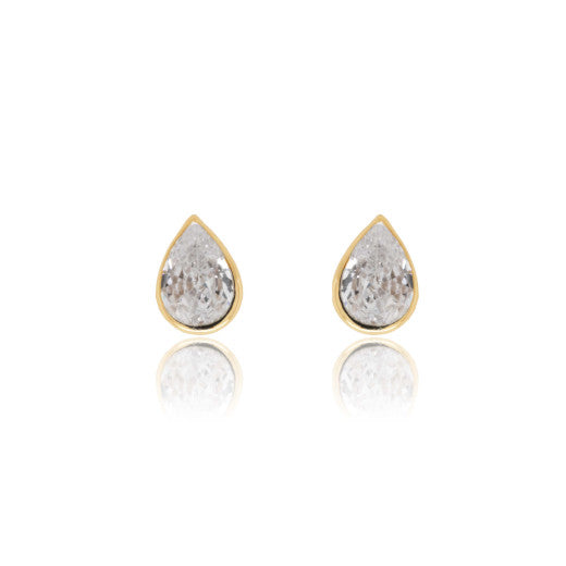 9ct Gold Cubic Zirconia Pear Stud Earrings