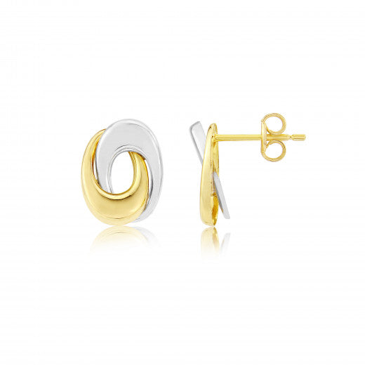 9ct Yellow and White Gold Swirl Earrings