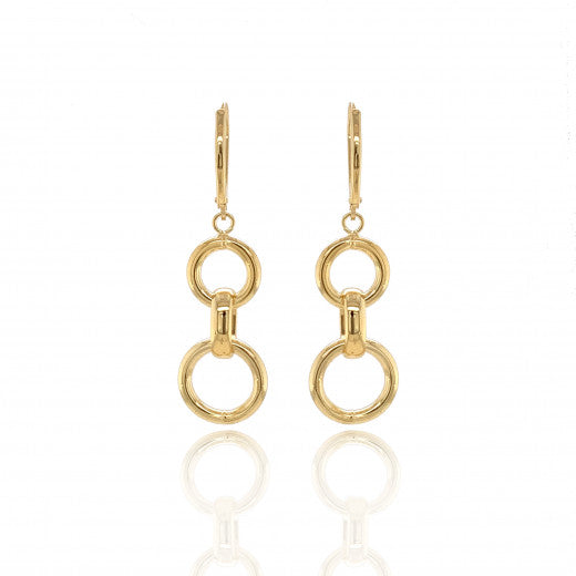 9ct Gold Circle Drop Earrings