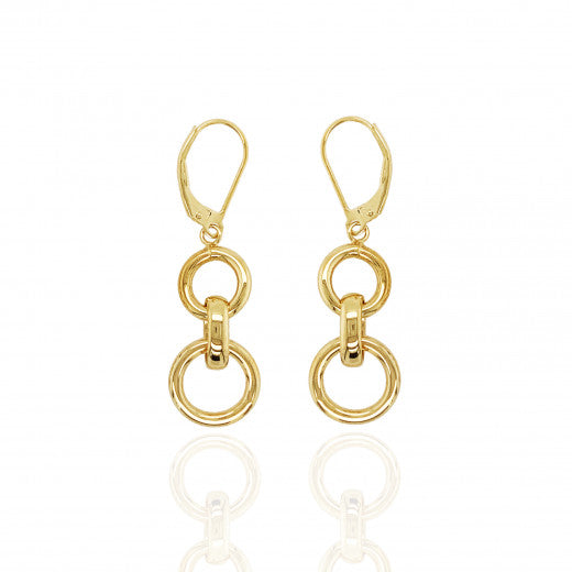 9ct Gold Circle Drop Earrings