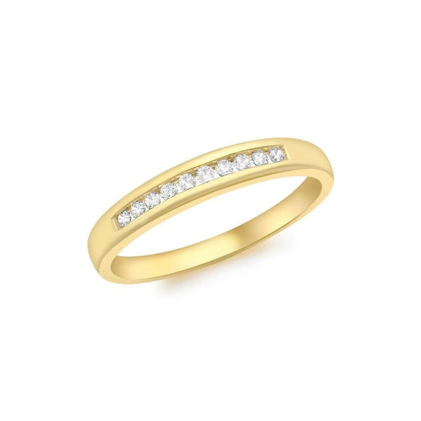 9ct Gold Cubic Zirconia Channel Set Ring