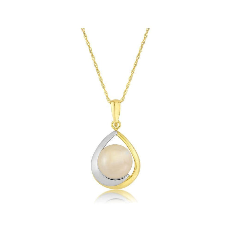 Pearl & CZ Wrap Pendant Necklace in 9ct Gold | Ruby & Oscar
