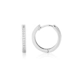 9ct White Gold CZ Channel Set Hoop Earrings