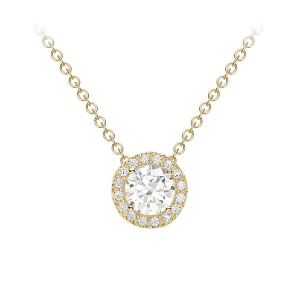 9ct Gold Cubic Zirconia Halo Slider Necklace