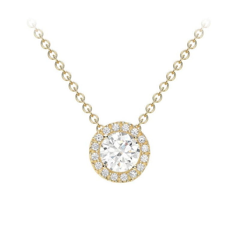 9ct Gold Cubic Zirconia Halo Slider Necklace