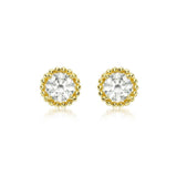 9ct Gold CZ Halo Stud Earrings