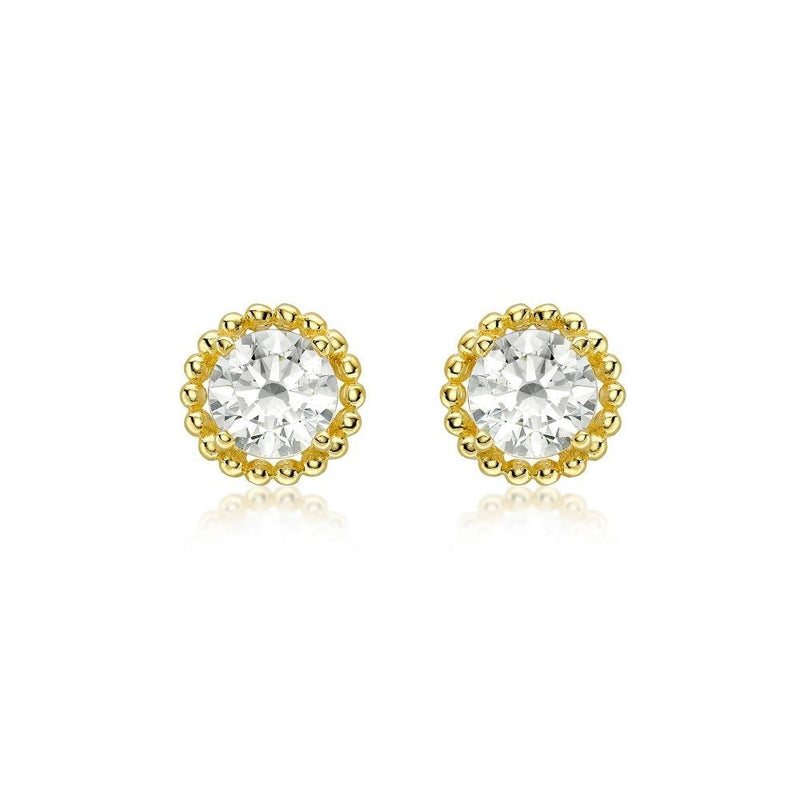 9ct Gold CZ Halo Stud Earrings