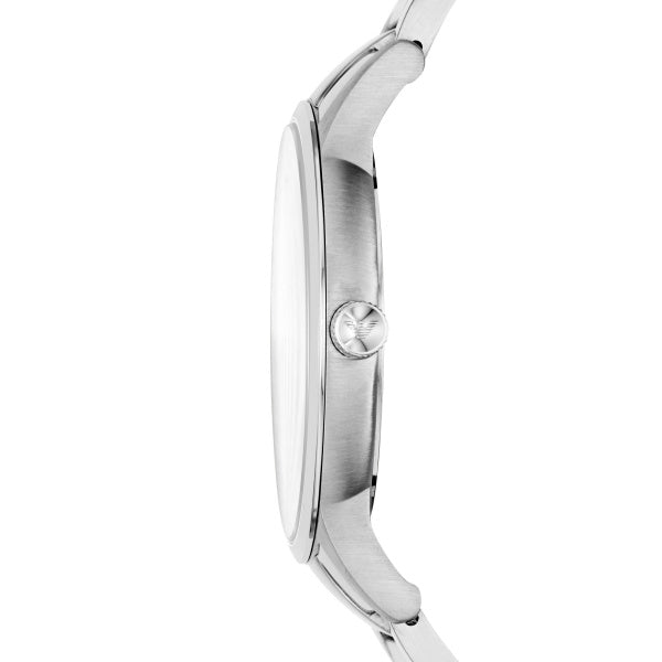 Emporio Armani Reanto Quartz Silver Steel Black Dial 43mm Watch AR11181