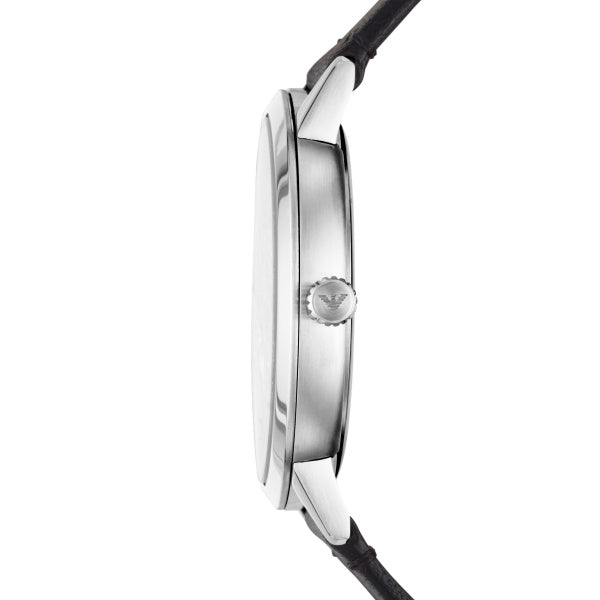 Emporio Armani Ruggero Quartz Black Leather 43mm Mens Watch AR11193