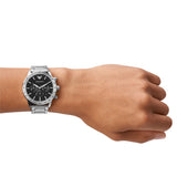 Emporio Armani Mario Quartz Silver Steel Black Dial 43mm Watch AR11241