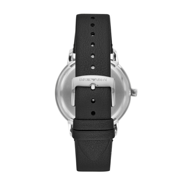 Emporio Armani Ruggero Quartz Black Leather 43mm Watch AR11277