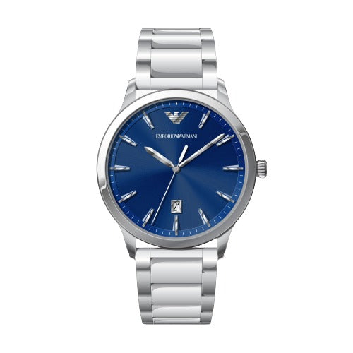 Emporio Armani Ruggero Blue Dial Silver Steel 43mm Watch AR11311