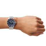 Emporio Armani Diver Quartz Silver Steel Blue Dial 42mm Watch AR11339
