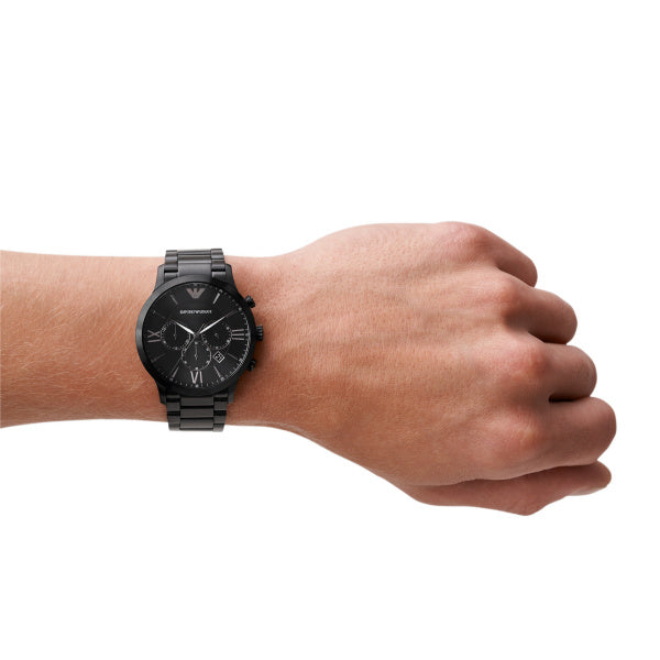 Emporio Armani Giovanno Black Dial Steel 43mm Mens Watch AR11349