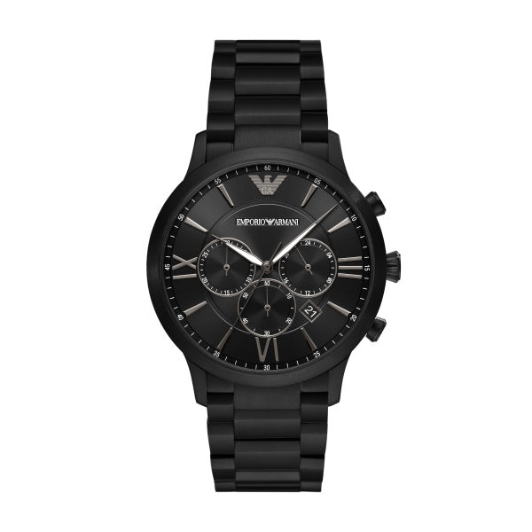 Emporio Armani Giovanno Black Dial Steel 43mm Mens Watch AR11349