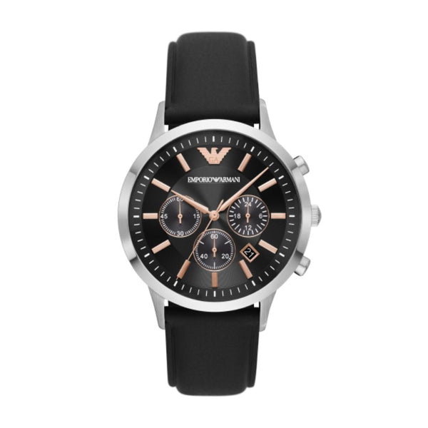 Emporio Armani Chronograph Black Leather Watch AR11431