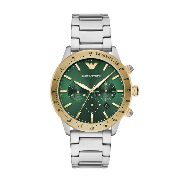 Emporio Armani Mario Silver & Gold Steel 43mm Mens Watch AR11454