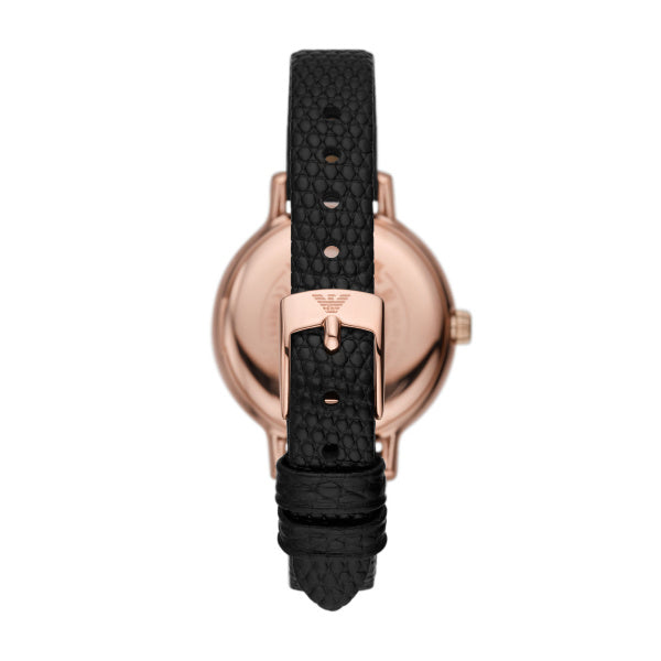Emporio Armani Cleo Black Leather 32mm Ladies Watch AR11485