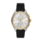 Emporio Armani Claudio Black Leather 43mm Mens Watch AR11498