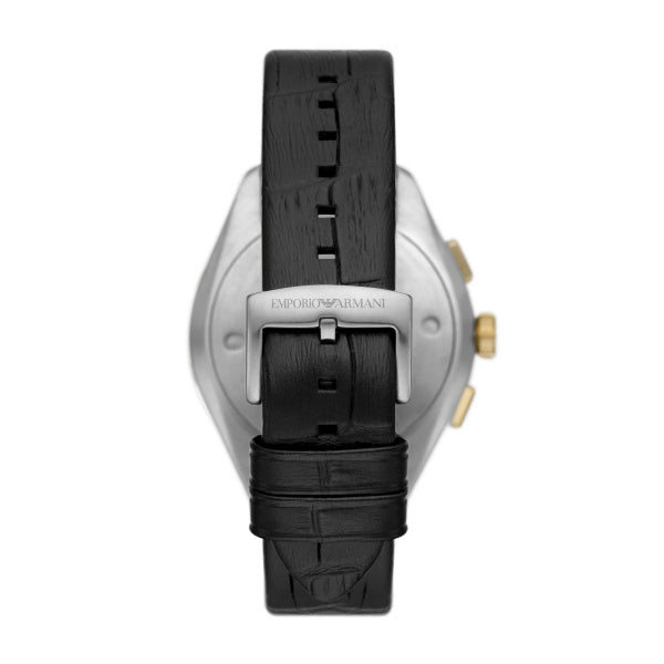 Emporio Armani Claudio Black Leather 43mm Watch AR11498