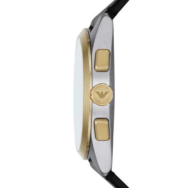 Emporio Armani Claudio Black Leather 43mm Watch AR11498
