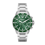 Emporio Armani Diver Green Dial Steel 43mm Mens Watch AR11500